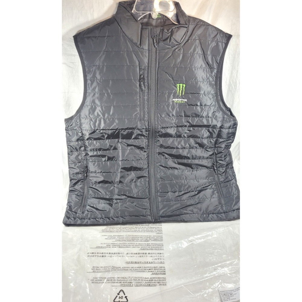 Monster Energy Drink Men's Quilted Puffer Vest - Black - Large - New in Package
